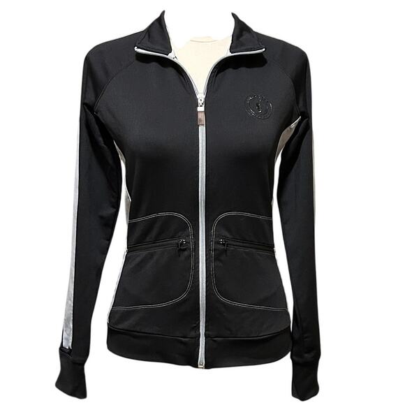 Alo Yoga Cool fit Long Sleeve Full Zip Jacket Women’s Size Medium Black & Gray - Picture 2 of 13